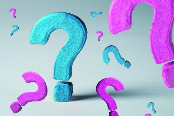  Lots of question marks in blue and purple